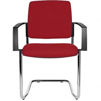Silla Acolchada Apilable Oscilante Topstar 115064 con Estructura Cromada y Tapizado Rojo