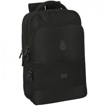 Mochila para Portátil 15.6 Pulgadas y Tablet con Puerto USB Real Madrid Premium - Safta 29x44x15cm Interiores Acolchados y Forrados Alta Durabilidad Diseño Moderno