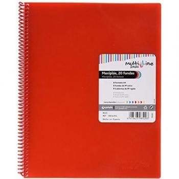 Grafoplás 39832351 － Carpeta espiral con 20 fundas A4 － Color rojo