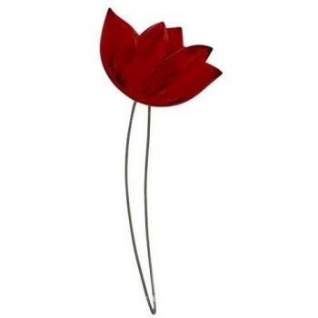 Evideco Alzapaños de Resina con imán Tulipán tamaño pequeño-Rojo/Negro, 2.1 Pulgadas de Ancho x 12 Pulgadas de Alto x 1 Pulgadas de Profundidad,