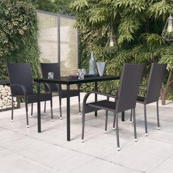 vidaXL 5-Piece Black Outdoor Dining Set