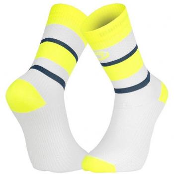 BV Sport Light Run High Socks - Unisex, White and Yellow