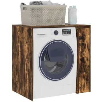 Armario para lavadora con puerta de roble ahumado 87 x 60 x 89 cm en madera engineered
