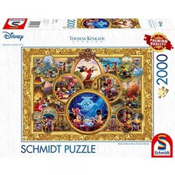 Puzzle Disney Mickey y Minnie - Collage de Sueños de Thomas Kinkade, 2000 Piezas