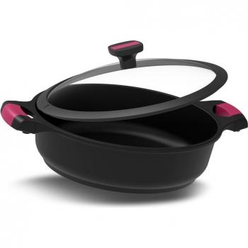 Cazuela Taurus Great Moments 28 cm - Cacerola baja de aluminio fundido con mango ergonómico, recubrimiento antiadherente y apta para lavavajillas