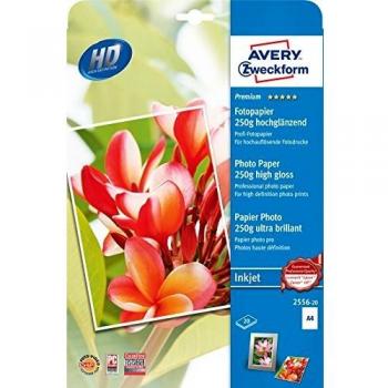 Papel Fotográfico Premium A4 250g/m² Brillante (20 Hojas) Avery Zweckform 2556-20