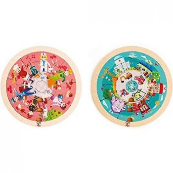 Hape- Puzzle rotonda profesiones, Color carbón