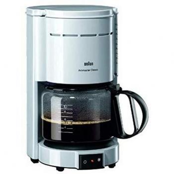 Braun KF47W Cafetera De Goteo, 1000 W, 10 Tazas, Plástico/Vidrio, Blanco/Transparente