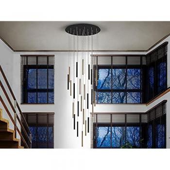 Lámpara Colgante Varas Cluster Drop Ultra Slim 14 Luces Suspensión 3 Metros Oro y Negro Mate