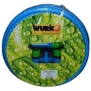Wurko - Manguera Azul Tricotada con Accesorios 15 mm 20 Bar, Rollo 25 Metros