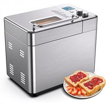 Panificadora, Panificadora Automática, Acero Inoxidable, 15 H Preestablecidas y 15 Programas, Capacidad de 1 KG, Control de Perilla, Temperatura Constante Máquina de Pan para El Dia Del Padre
