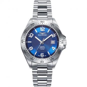 Reloj Hombre Sandoz Sport 81529-35 - Acero Inoxidable, Esfera Azul, 42mm, Movimiento de Cuarzo