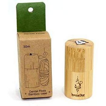 Hilo dental con carbón activado, envase de bambú reutilizable, 30m, zero waste, vegano, eco, biodegradable