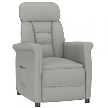 Sillón reclinable de piel de ante artificial gris claro