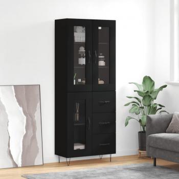 Aparador alto de madera contrachapada negro 69,5x34x180 cm