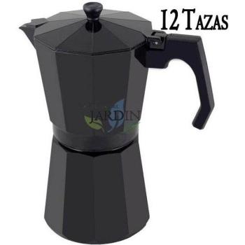 Cafetera de Aluminio Negra para Inducción 12 Tazas Método Italiano