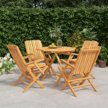 vidaXL 5 Piece Garden Dining Set Solid Wood Teak - Includes a rectangular dining table and four chairs made from solid teak wood, weather-resistant finish, suitable for outdoor use, easy to assemble, classic design