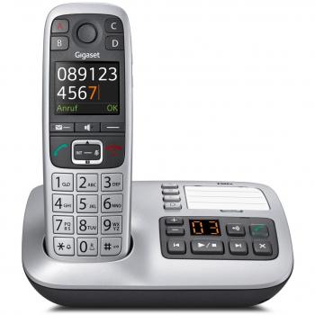 Gigaset E560A Teléfono Inalámbrico DECT con Identificador de Llamadas, Color Negro y Plata