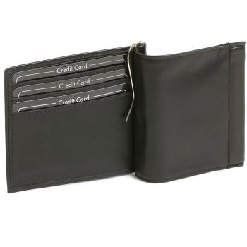 LEAS Cartera con clip para billetes Pinza para billetes con compartimiento para las monedas, Piel auténtica, negro Special Edition''