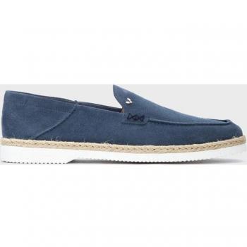 Mocasín de hombre en piel serraje color azul