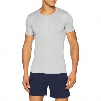 ABANDERADO Camiseta Termal Manga Corta Cuello Redondo de Fibra acrílica térmica, Gris, L para Hombre