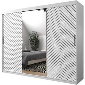 Armario Hartford 317 Correderas Negro y Blanco 250x200x62cm con 7 Estantes