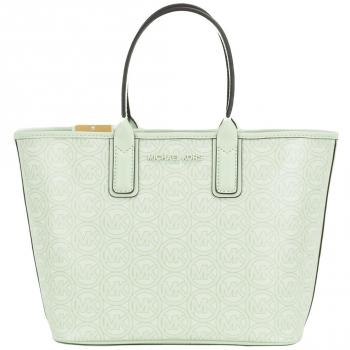 Michael Kors Jodie Small Jacquard Logo Recycled Polyester Tote Handbag Atom Green