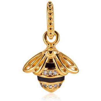 PANDORA Queen Bee Pendant, Shine, Black Enamel & Clear CZ 367075EN16
