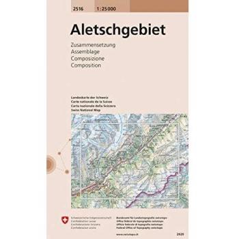 Mapa topográfico excursionista Aletschgebiet 1:25.000 - Swisstopo