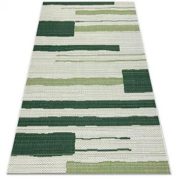 Alfombra de Sisal Color Beige/Verde con Líneas 80x150 cm