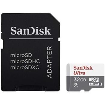 SanDisk Ultra MicroSDHC de 32GB con Adaptador SD, Clase 10 y Velocidad de hasta 80 MB/s