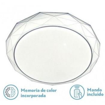 Plafón LED Circular Soliman Regulable con Control Remoto 72W Diámetro 50cm Intensidad Ajustable Temperaturas de Color 3000K/4000K/6500K Memoria Integrada