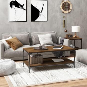 Mesa de centro madera contrachapada 80x50x40 cm en color Negro, Roble Sonoma y Roble ahumado, adecuada para salón, comedor o como mesa auxiliar