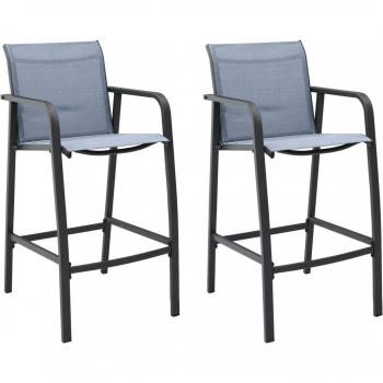 vidaXL Garden Bar Chairs 2 pcs Grey Textilene