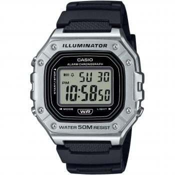 Casio Standard Digital Quartz Men's Watch with Resin Strap - Model W-218HM-7AV (Black)