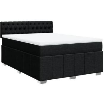 Cama Box Spring con Colchón de Tela Negro 160x200 cm