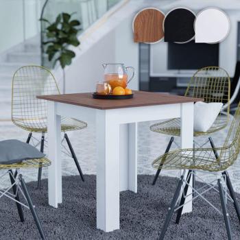 Mesa de Comedor Cuadrada 80x80 cm, para 4 Personas, de MDF con Melamina en varios colores (Blanco, Negro y Marrón), diseño Robusto y Minimalista, Miadomodo