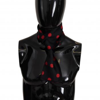 Elegant Silk Polka Dot Men's Scarf - Dolce & Gabbana, Silky Scarves, Male, Black, Size: ONE SIZE Black Silk Polka Dot Scarf