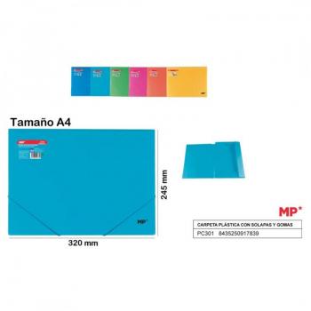 Carpeta con solapa y goma A4 fluorescente colores surtidos