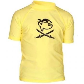 iQ-Company UV 300 Shirt Kids Jolly Fish - Camiseta con manga corta de natación para niños, color amarillo, talla 134 cm