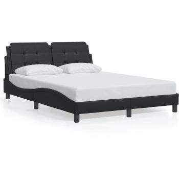 vidaXL Black Faux Leather Bed Frame without Mattress, Double Size 137x190 cm (53.9x74.8)