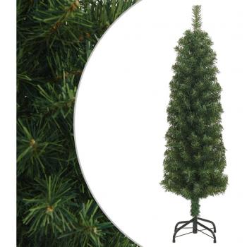 Árbol de Navidad artificial delgado con soporte verde PVC 120 cm