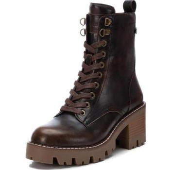 Botín de Mujer Refresh 172354 Negro con Tacón Ancho de Goma y Cordones, Cierre de Cremallera, Color: Oro, Talla: 36