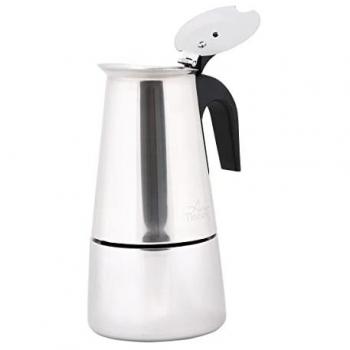 Cafetera Moka Any Morning 200 ml Acero Inoxidable Inducción 4 Tazas Válvula de Seguridad
