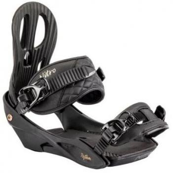Fijaciones de Snowboard Nitro Rythm para Mujer - Ajuste Ligero y Cómodo, Color Black Bronze S