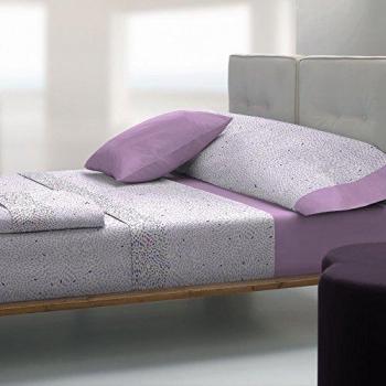 Tolrà T4106 - Juego de sábanas, 3 piezas, 50% algodón, 50% poliéster, para cama de 150/160 cm, color malva