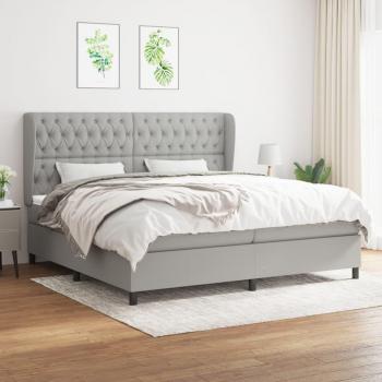 Cama box spring con colchón de muelles gris claro 200x200 cm tela