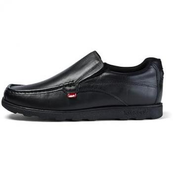 Kickers Adult Mens Fragma Slip Leather Black - 13164061, Type: Slip-On Shoes, Characteristics: Comfortable leather construction, Moc toe design, Color: Black, Size: UK 6.5