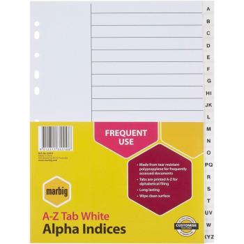 Marbig A4 Alpha PP Indices White A-Z Dividers