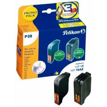 Pelikan 357915 - Pack de 2 cartuchos de tinta HP 15 + HP 78HC para HP DeskJet 920